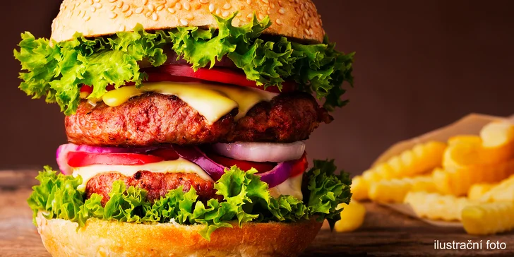 Nadlábněte se: hovězí XXL burger z poctivých surovin a domácí hranolky