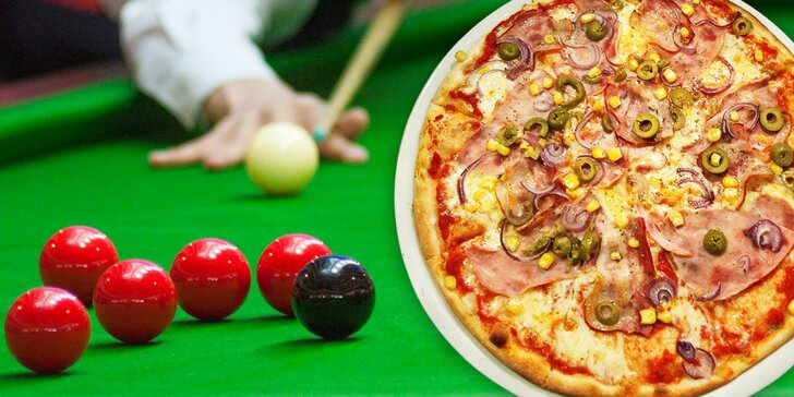 Dvě libovolné pizzy z jídelního lístku a hodina billiardu nebo karambolu