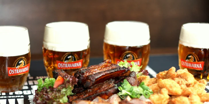 Kam v Opavě? Do Ostravarny. Nálož masa s přílohami a případně 4 velká piva