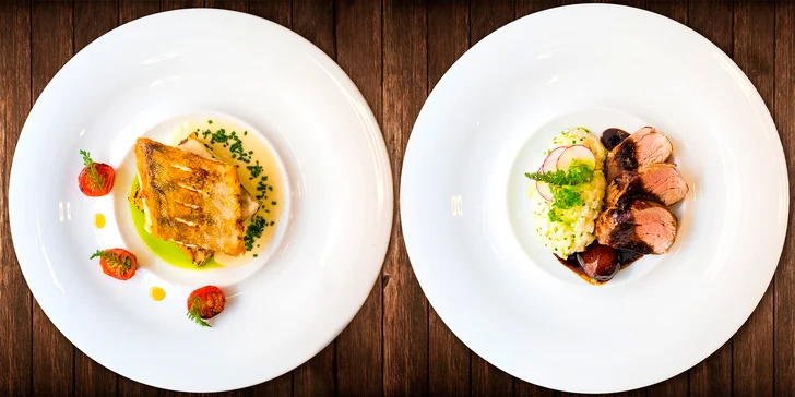 4chodové menu s candátem nebo vepřovou panenkou v restauraci Amaryla