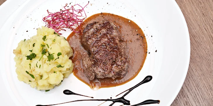 4chodové degustační menu pro 1 či 2 osoby, každý chod výběrem ze 2 variant