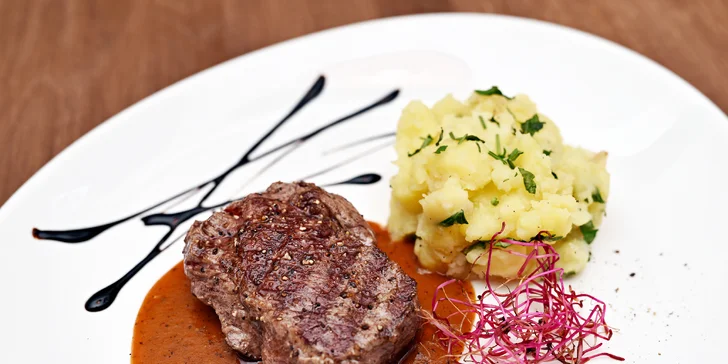 4chodové degustační menu pro 1 či 2 osoby, každý chod výběrem ze 2 variant