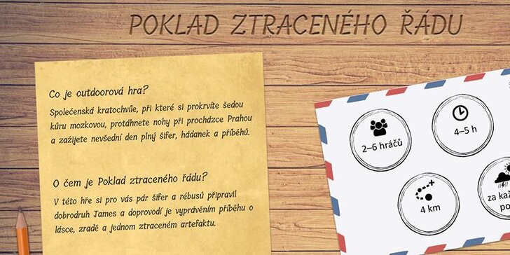Za tajemstvím uličkami Prahy: hra Poklad ztraceného řádu až pro 6 osob