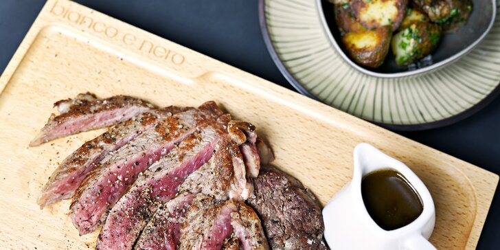 Luxus na talíři: 300g Rib Eye New Zealand steaky ze světového hovězího s oblohou
