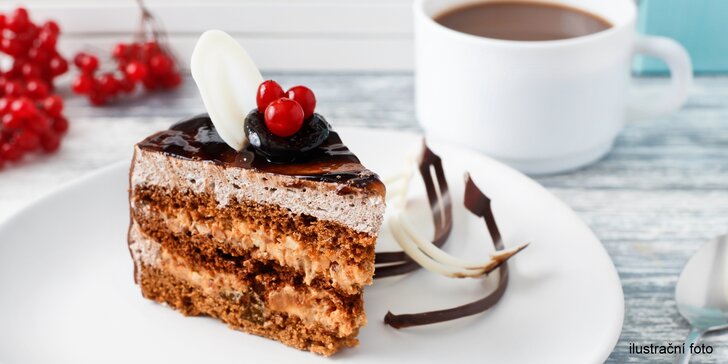 Jdeme mlsat: espresso nebo čokoláda a dort dle výběru z denní nabídky