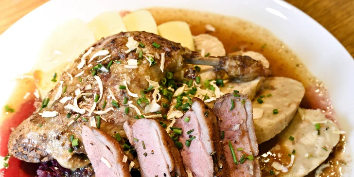 Svatomartinské menu na Kampě: 4 chody včetně husičky a lahev vína pro dva