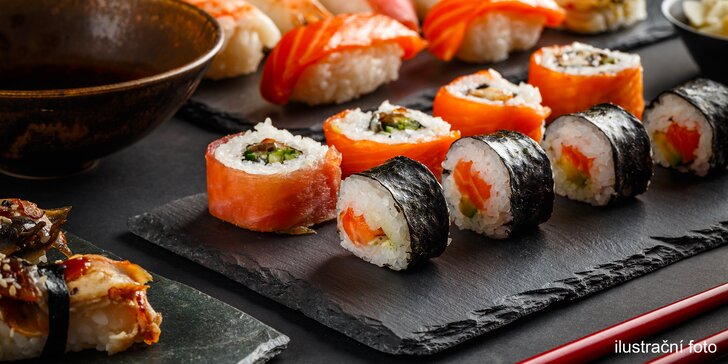 Sushi v podzámčí: 24 nebo 38 čerstvých rolek: losos, mořský vlk i krab