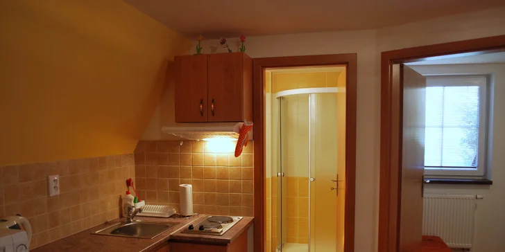Každý apartmán ma kuchynsky kút a kúpeľňu.