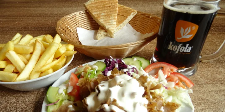 Jde se na kebab: Kompletní menu s tureckým chlebem, hranolky i nápojem