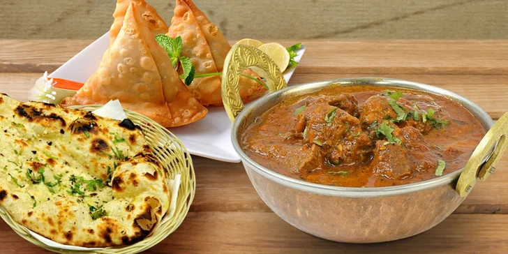 Ochutnejte tradiční indická jídla: čtyřchodové menu pro dva v Tikka Masala