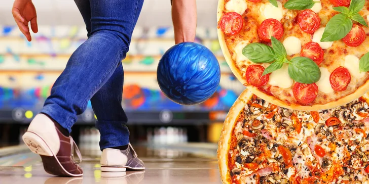 Zábava pro celou partu: 2 křupavé pizzy dle vašeho gusta a hodina bowlingu