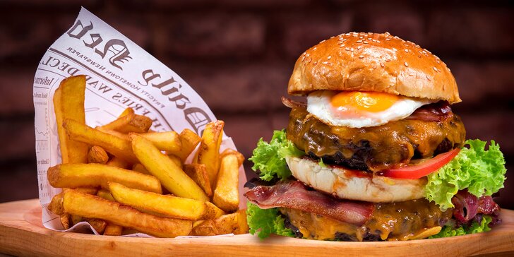 Pusťte se do výšin s Tower Burger menu s kvalitním hovězím a nápojem dle chuti