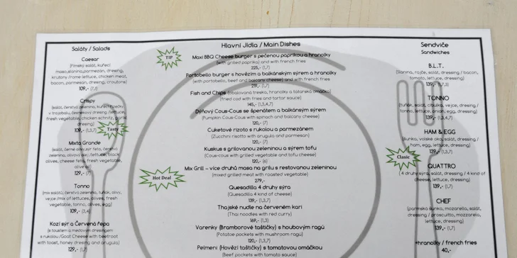 Burger, hranolky a pití v útulném bistru u Václaváku – menu pro 1 či 2 osoby
