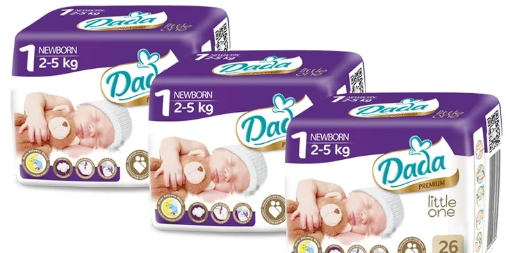 Aby byly děti v suchu: zásoba novorozeneckých plenek DADA do 5 kg