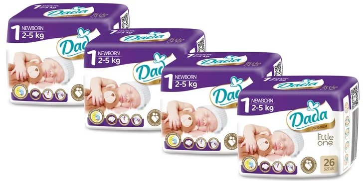 Aby byly děti v suchu: zásoba novorozeneckých plenek DADA do 5 kg