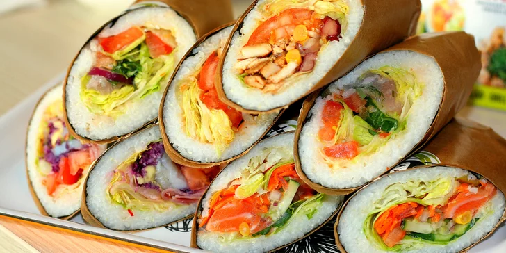 Když Japonsko miluje Mexiko: sushi burrito menu s rybou nebo krevetami