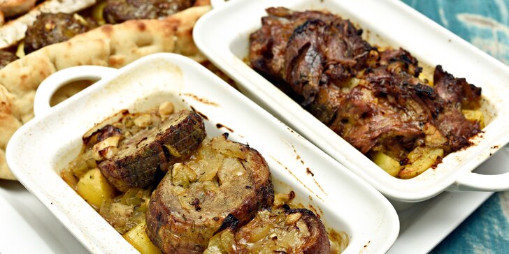 Velkolepá hostina v řeckém stylu: 920 g kvalitního masa a brilantní přílohy