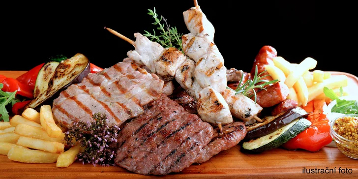 Ulovte 600gramovou nálož grilovaných dobrot U Bizona až pro 4 jedlíky