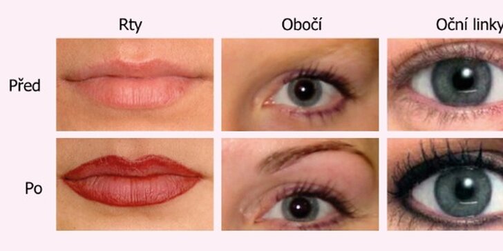 Permanentní make-up pro krásnější oči, obočí či rty