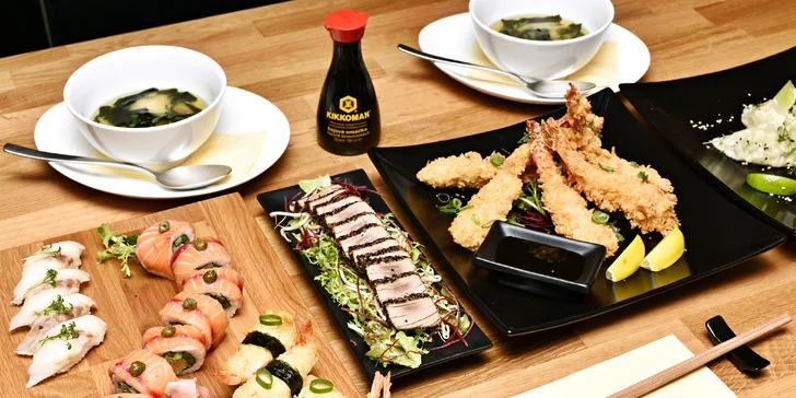 Degustační sushi menu pro dva s předkrmy, polévkou Miso i dezertem