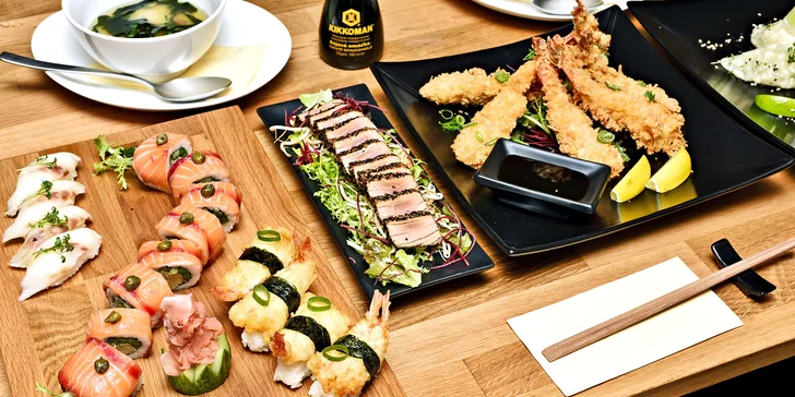 Degustační sushi menu pro dva s předkrmy, polévkou Miso i dezertem