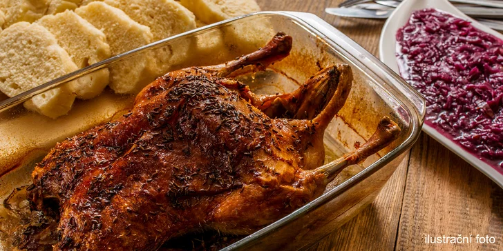 Čtyřchodové svatomartinské menu s kaldounem a 3,8kg husou až pro 4 osoby