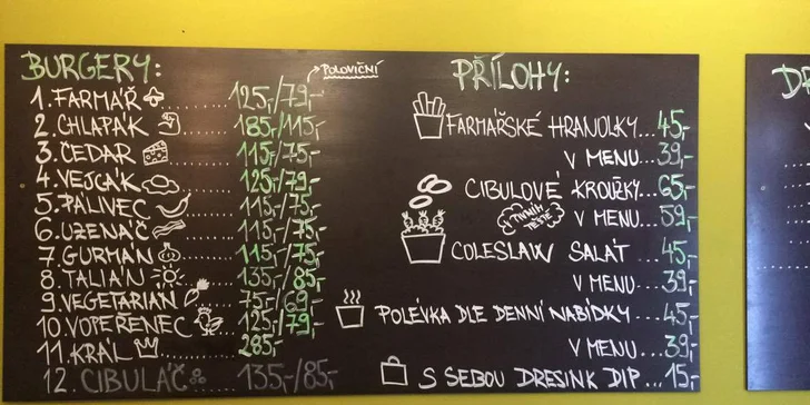 Burger menu z lokálních zdrojů: Jalapeňák a k němu hranolky, salát nebo polévka