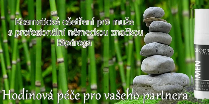 Kosmetické ošetření pleti pro muže s masáží, nebo peelingem Biodroga