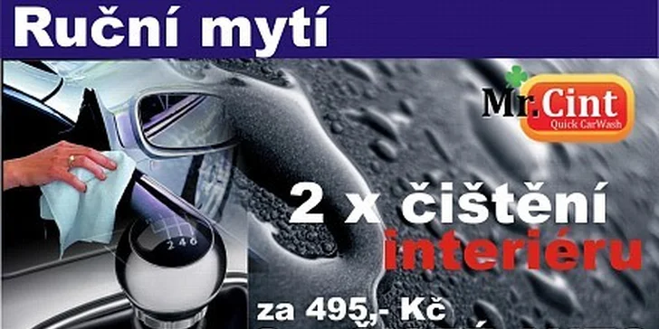 Za 495 Kč 2x čištění interiéru DeLuxe osobního automobilu v hodnotě 1900 Kč