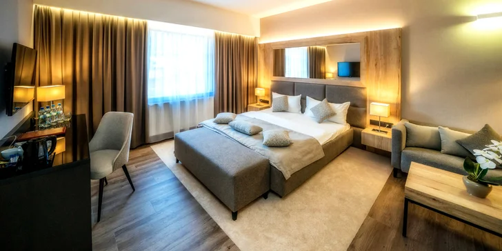 V nabídce jsou 2 typy pokojů – standardní dvoulůžkový s přistýlkou nebo modernější Deluxe.