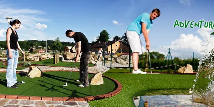 120 Kč za DVĚ báječné hodiny minigolfu na luxusním 18jamkovém hřišti v Hluboké nad Vltavou.