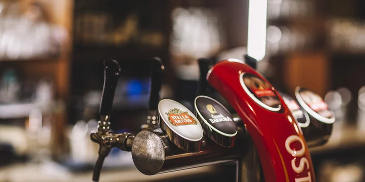 Přikoupit si můžete i pivo, na čepu je Stella Artois 12°, Ostravar 12° a Mustang 11°.