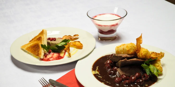 Volba znalců: moderní zvěřinové menu o 3 chodech pro dva v Hastrmance