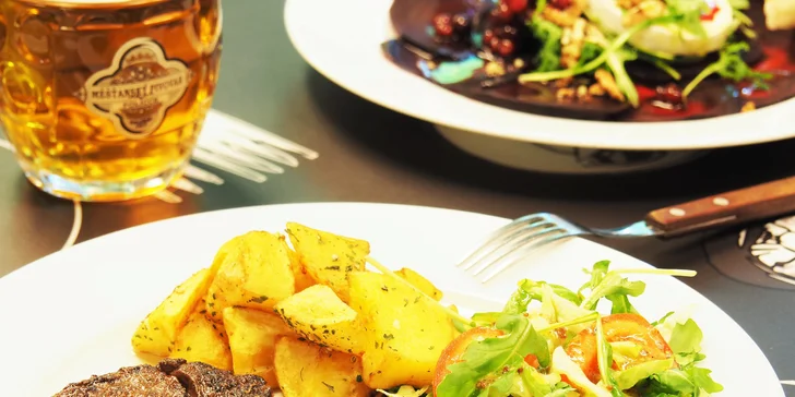 Menu pro dva: carpaccio z marinované řepy, rumpsteak i crème brûlée