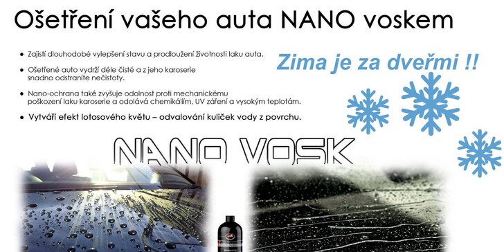 Ochrana před zimou: ošetření vozu nano voskem včetně mytí