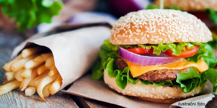 2x Královský burger a hranolky s rozvozem v Přerově