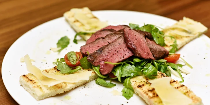 Pětichodové degustační menu s flap steakem pro dvě osoby