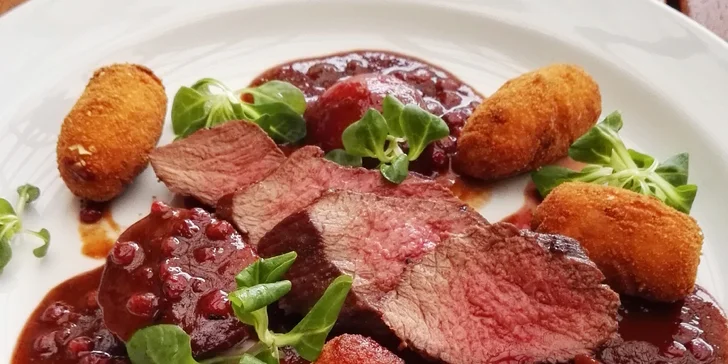 Degustační zvěřinové menu o 5 chodech pro dva: kančí, daňčí i kachní maso