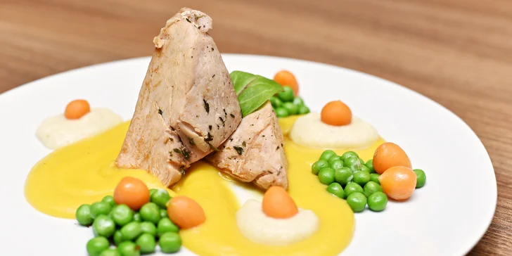 Moderní 4chodové menu: pstruh nebo krůta sous-vide i speciální pivní zmrzlina