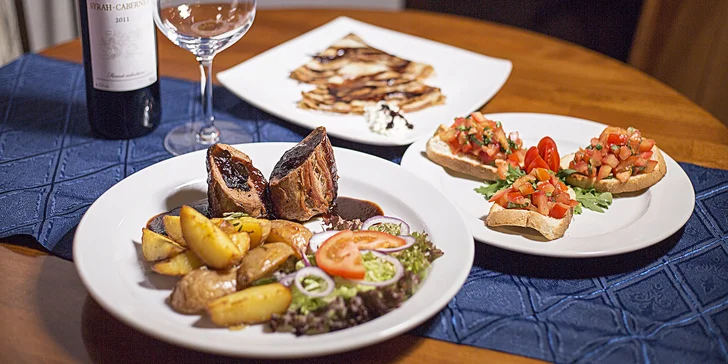 Poskládejte si v srdci Prahy menu dle své chuti: 3 chody s lahví vína nebo bez