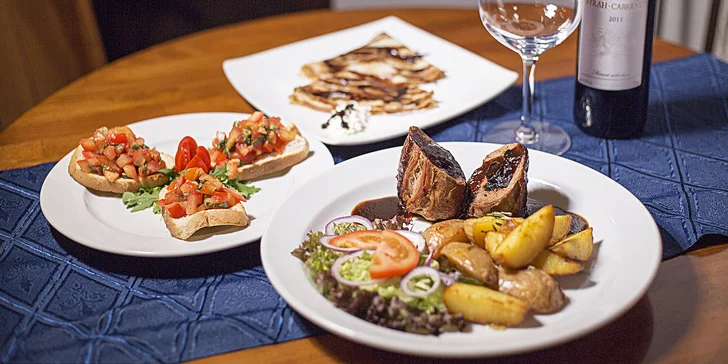 Poskládejte si v srdci Prahy menu dle své chuti: 3 chody s lahví vína nebo bez