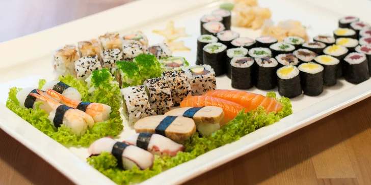 Sushi na mnoho způsobů: sety s 32, 34 nebo 66 kousky s možností rozvozu