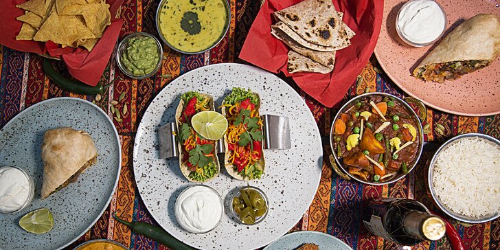 Indicko-mexické degustační menu: korma, madrás, burrito i tacos