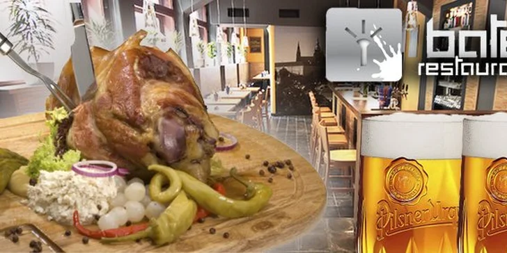 239 Kč za DVĚ výborná pečená kolena na černém pivě a DVA půllitry plzně! Restaurace Baterka na Starém Městě a pořádná bašta se slevou 53 %.