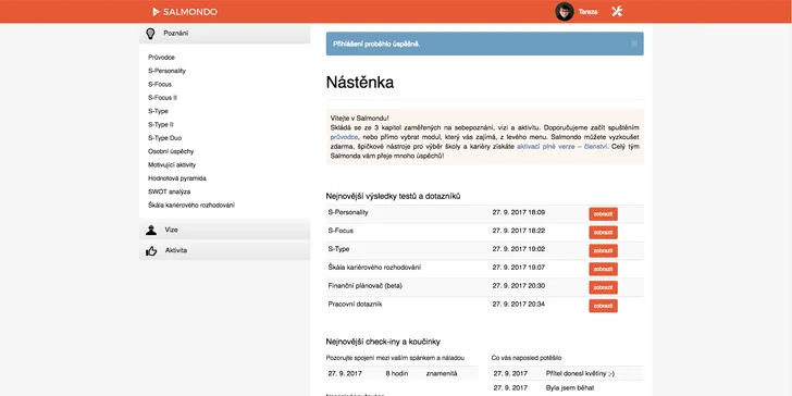 Aplikace Salmondo: psychologické testy a online koučink pro osobní rozvoj