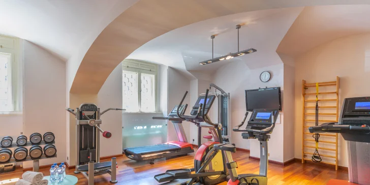 Milovníci aktivního odpočinku mohou využít fitness centrum, které je součástí Carlo IV Wellness & Spa.
