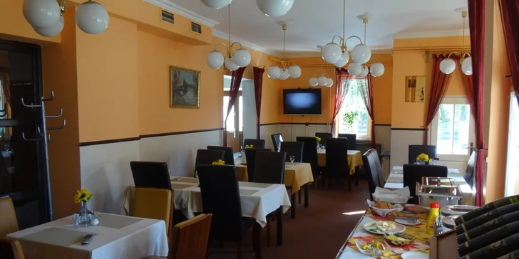 Součástí ubytování je polopenze formou bufetových snídaní a tříchodových večeří.