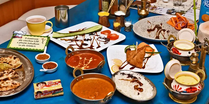 Indické a kašmírské speciality pro dvě osoby: 3chodové menu s nápojem