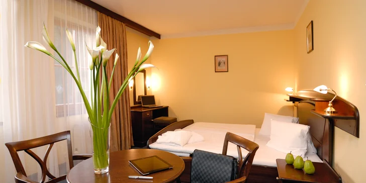 Ubytovať sa môžete v dvojlôžkovej izbe, kde nájdete televízor, minibar aj telefón.