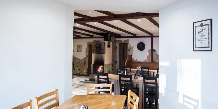 Burger s českým hovězím a steakové hranolky v restauraci na přehradě pro 2